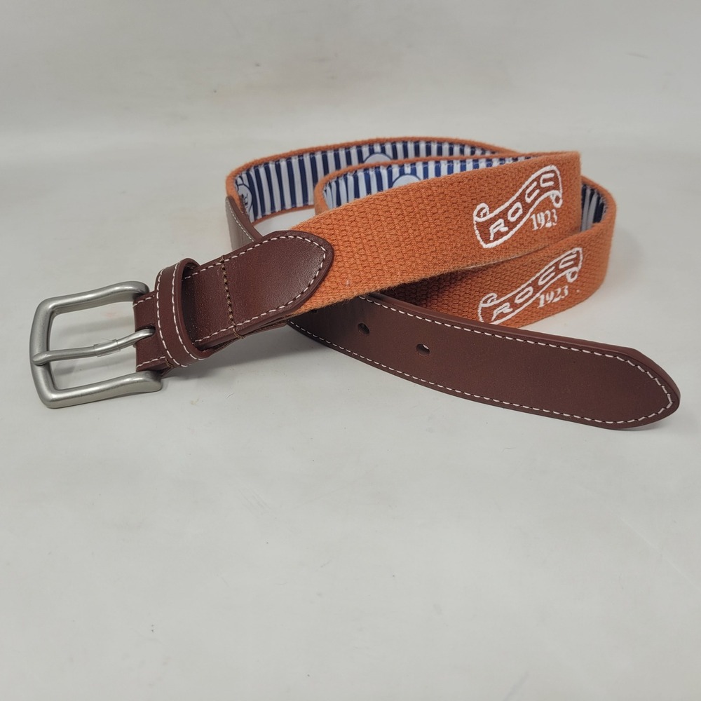 Peter Millar Belt 36 Orange ROCC 1923 Embroidered Golf River Oaks Houston Texas